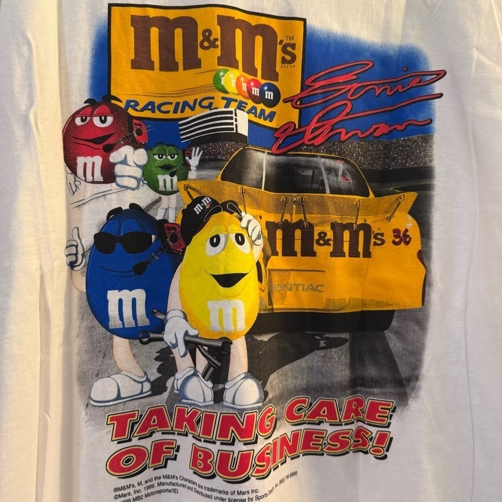Vintage Americrown Official Speed Wear Ernie Irvan 1999 M&M Graphic Tee Shirt - Picture 4 of 7